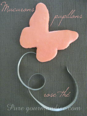 macarons papillons rose th&eacute;