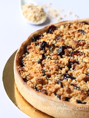 Tarte aux quetsches en streusel - www.puregourmandise.com