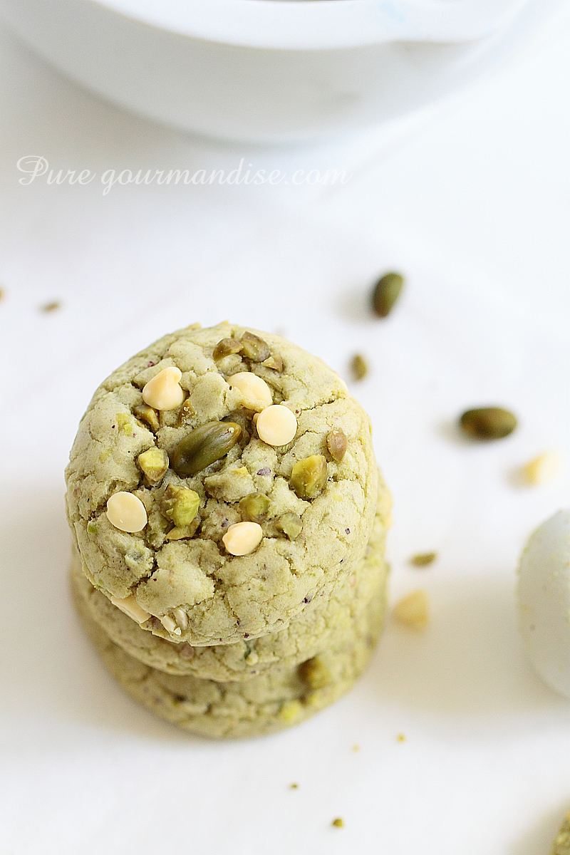 Cookies à la pistache et au chocolat blanc - Pure Gourmandise