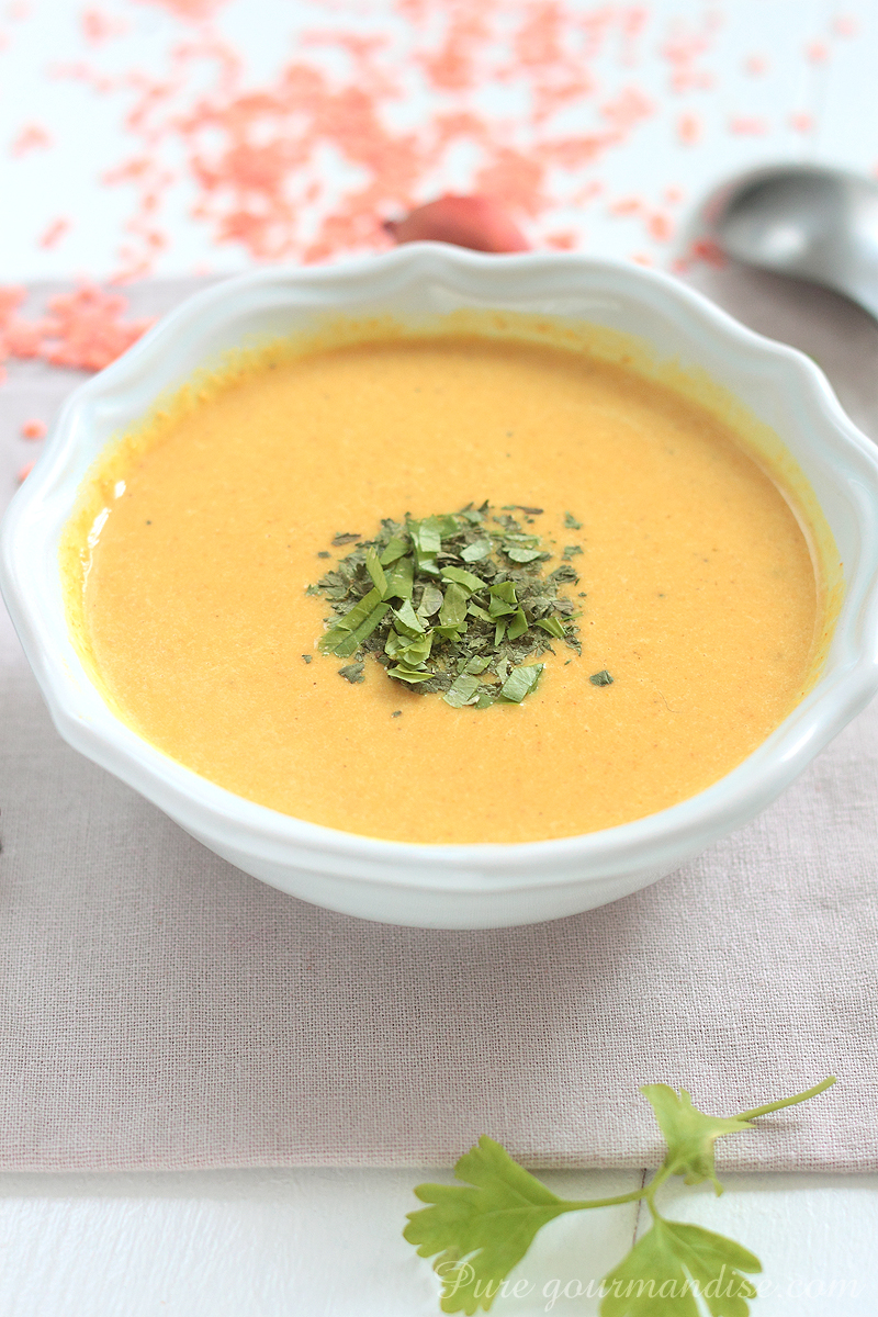 Velouté de lentilles corail à la crème de coco - Pure Gourmandise